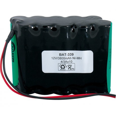 Pack de Batería de reemplazo 12V/3800mAh NI-MH -  4/3A X 10 Tresbolillo y cables