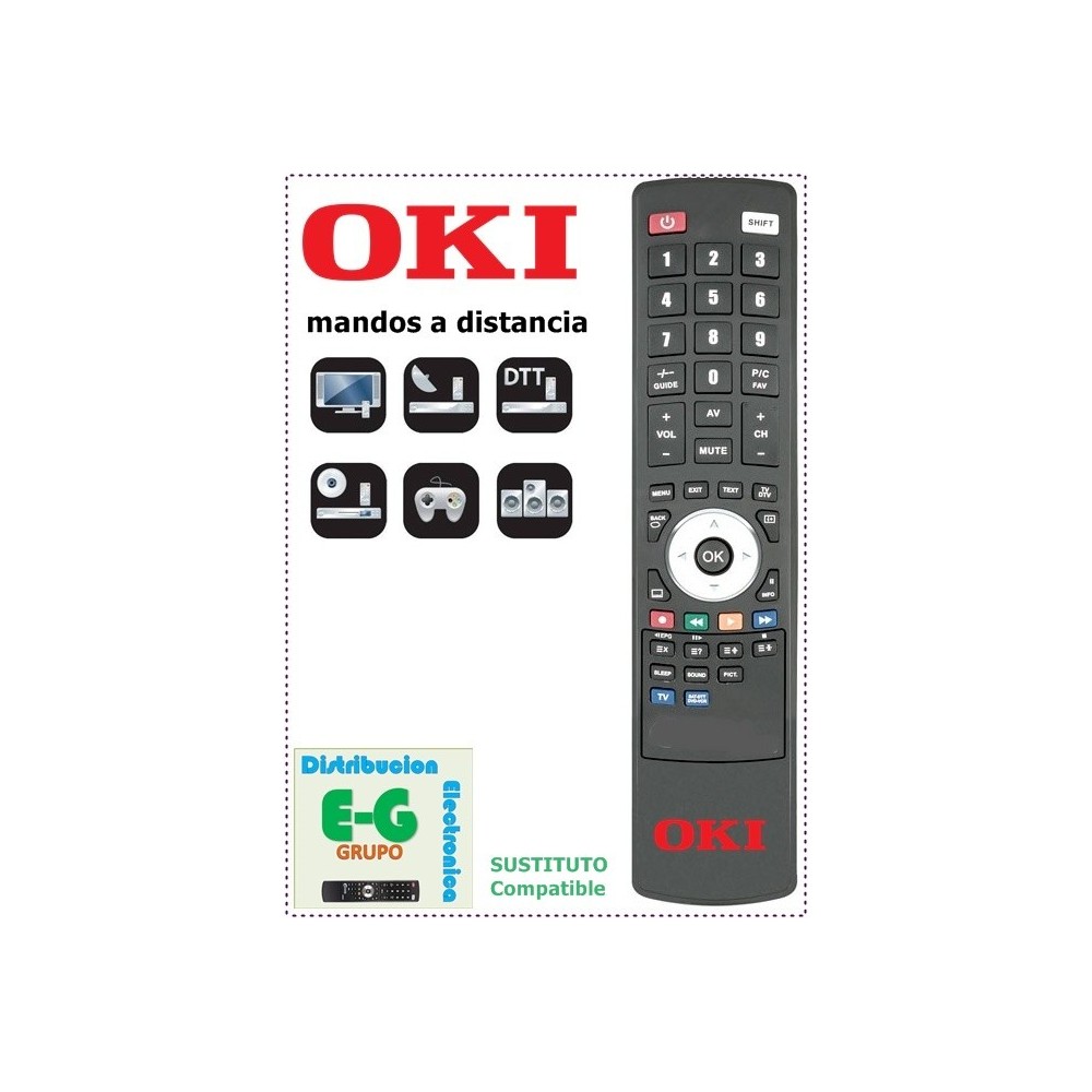 Oki - Mando A Distancia TELEVISIÓN Oki + Pilas - Mando TELEVISOR Oki Mando  A Distancia para Oki TV - Compatible Todas Las Funciones Oki