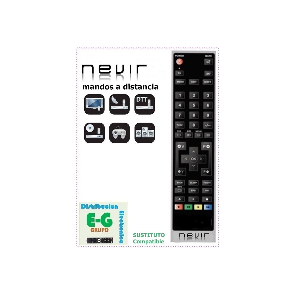 Mando a Distancia REEMPLAZABLE TV NEVIR // Modelo TV: NVR-7510-22HD-N