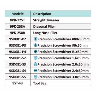 1PK-635 Cartera de Herramientas básica de precisión para electrónica de Proskit