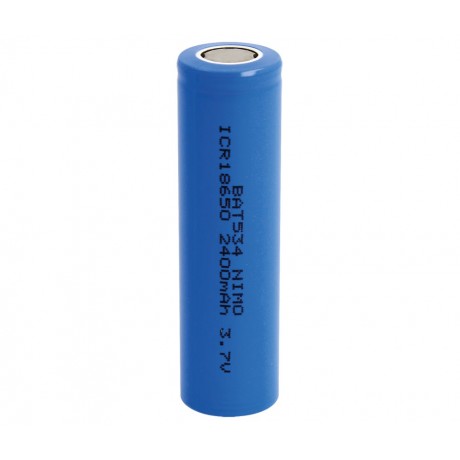 LC18650 Batería recargable Li-Ion ICR18650, SIN cto. de control, 3,7V/2400mAh