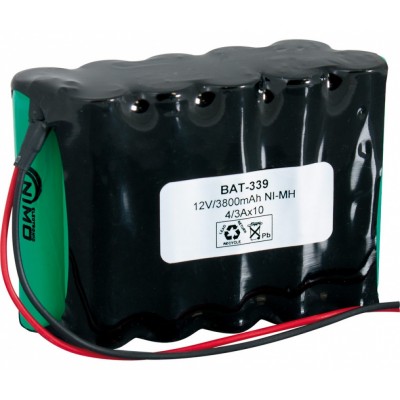 Pack de Batería de reemplazo 12V/3800mAh NI-MH -  4/3A X 10 Tresbolillo y cables