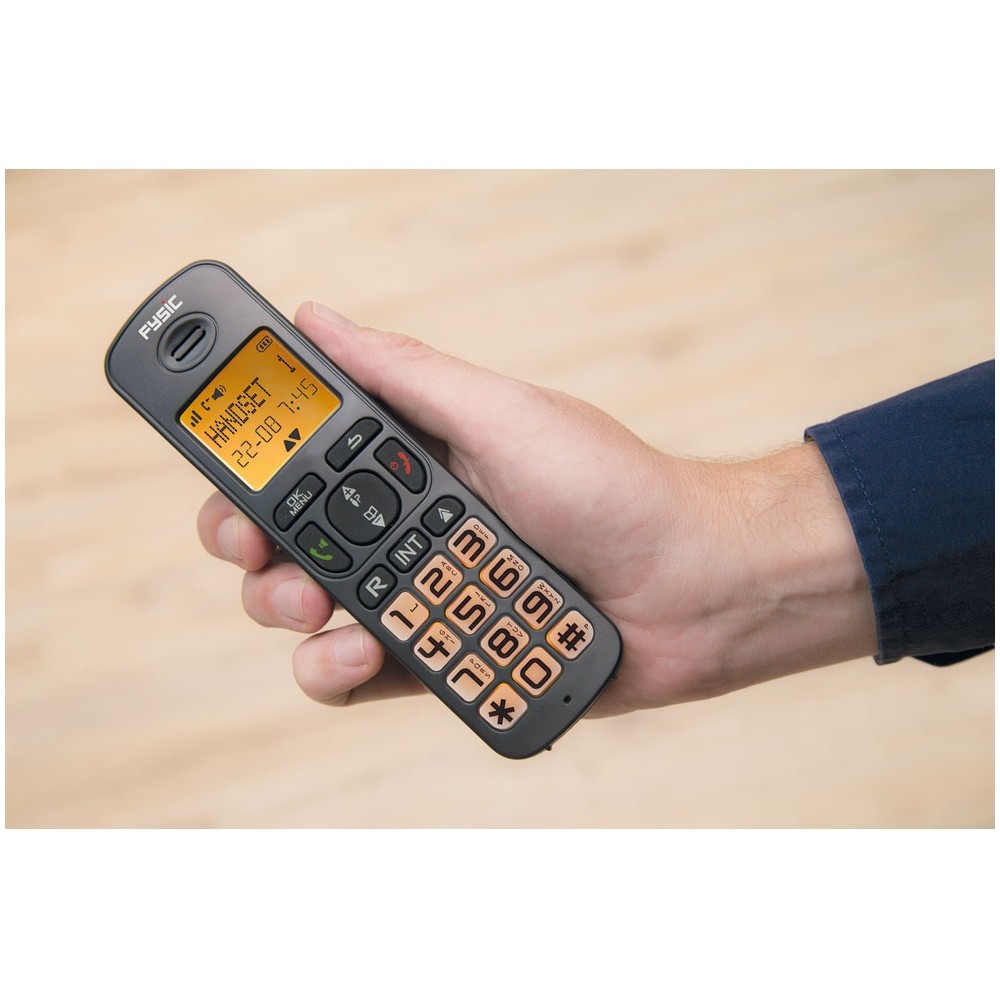 FYSIC FX-5520 Teléfono inalámbrico DUO con teclas grandes con luz y  Compatible con audífonos