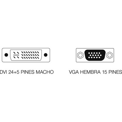 Adaptador DVI-I estéreo macho a VGA hembra