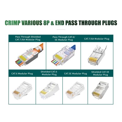 Crimpadora de conectores modulares RJ45 "Fast" 1-2-3 de Proskit CP-376AR